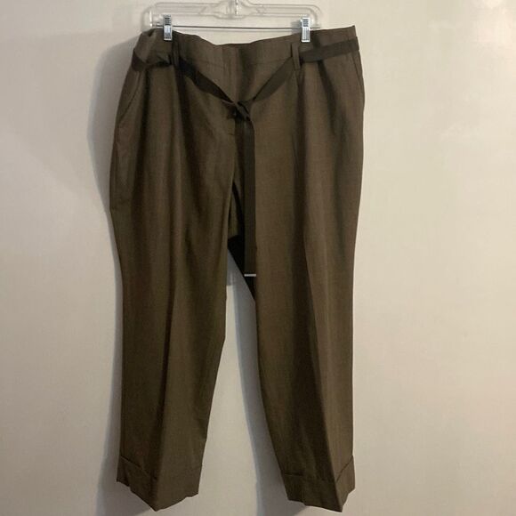 Liz Claiborne Audra Invisible Stretch wide leg brown/tan cuff pants, size 24P - Picture 1 of 3